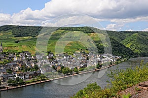 Cityscape of Ellenz-Poltersdorf at Moselle river Germany