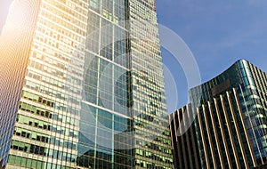 Cityscape featuring modern office exterior from a low angle at s