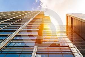 Cityscape featuring modern office exterior from a low angle at s