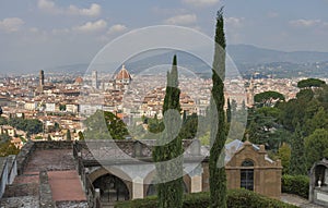 Cityscape of Florence from cemetery delle Porte Sante