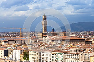 Cityscape of Florence city with Palazzo Vecchio