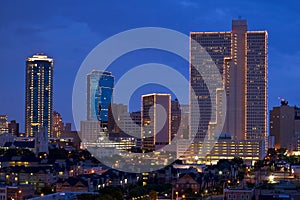 Cityscape of Fort Worth Texas at Night