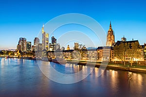 Cityscape of Frankfurt am Main skyline at night.Frankfurt, Germany.