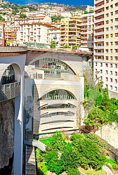 Cityscape and Gare de Monaco of Monte Carlo