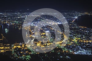 Cityscape of Hakodate from Mount Hakodate in Hokkaido, Japan