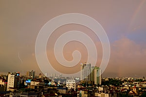 Cityscape of Hanoi, Vietnam before the rain