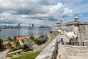 Cityscape of Havana, Cuba capital city, Morro Castle, with Bahia de la Habana bay photo