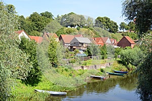 Cityscape of Havelberg with Havel River.