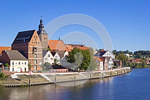 Cityscape of Havelberg with Havel River.