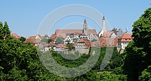 Cityscape of the historic medieval center of Rothenburg ob der Tauber