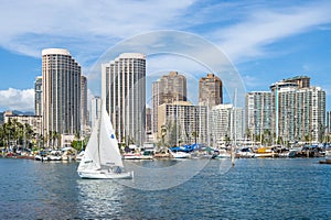 Cityscape of honolulu in oahu island, hawaii, us