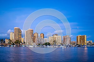 Cityscape of honolulu in oahu island, hawaii, us