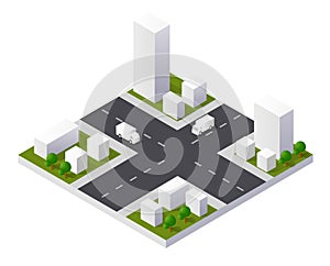Cityscape icon design elements with isometric building