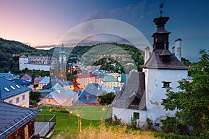 Banská Štiavnica, Slovensko pri západe slnka.