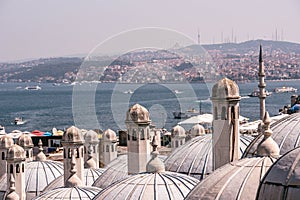 Cityscape of Istanbul at Golden Horn. Panorama view from the Eminonu district, Turkey. Touristic Destination in Europe