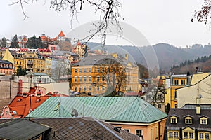 Cityscape of Karlovy Vary in the autumn time, Czech Republic