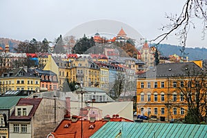 Cityscape of Karlovy Vary in the late autumn time, Czech Republic