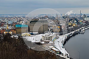 Cityscape of Kiev Ukraine with cloudy horizon photo