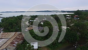 Cityscape of Koror island in Palau. Local Architecture and Buildings, Vehicles and Cars