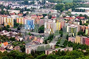 Cityscape of the Krnov town with housing estates