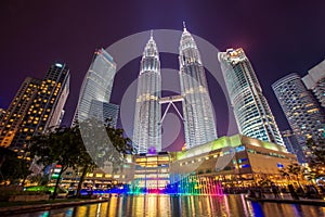 Cityscape of Kuala lumpur city on night time photo