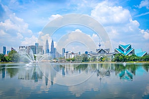 Cityscape of Kuala lumpur city skyline on blue sky view from Tit