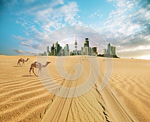 Cityscape of kuwait in summer time