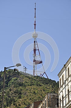 Cityscape, landmark of Tbilisi, Georgia with telecomunication tv tower