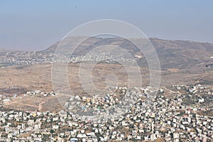 Cityscape landscape of Nablus from Mt Gerizim National Park