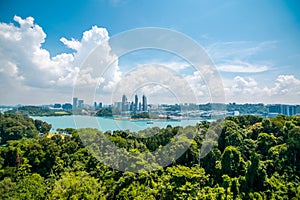 Cityscape and Landscape of Kepple island in Singapore. View from Sentosa Island.