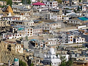 Cityscape of Leh the capital of Ladahk in India.