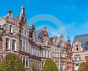 Cityscape of Leuven, Belgium with cityhall and beautiful historical buildings in Oude Markt