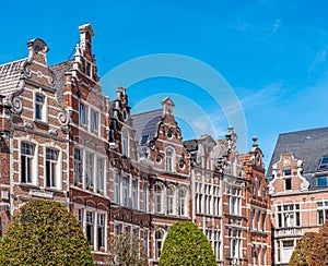 Cityscape of Leuven, Belgium with cityhall and beautiful historical buildings in Oude Markt photo