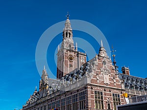 Cityscape of Leuven, Belgium with The University Library building in Ladeuzeplein