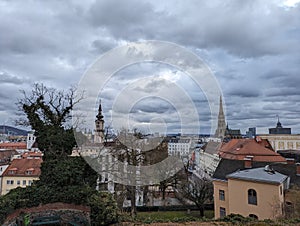 Cityscape of Linz on a cloudy day, Austria