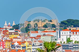 Cityscape of Lisbon with Castle of Sao Jorge in Lisbon, Portugal