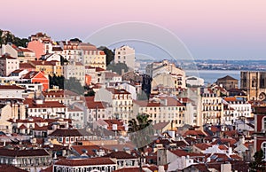 Cityscape of Lisbon, Portugal, seen from Miradouro Sao Pedro de