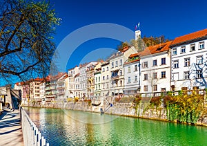 Cityscape of Ljubljana on a sunny day, Slovenia