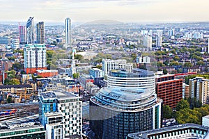 Cityscape of London city - view of traditional and modern buildings