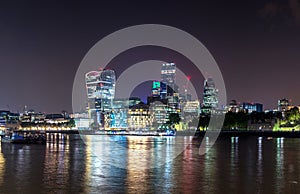 Cityscape of London at night