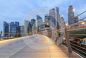 Cityscape with long exposure black sky at night Marina Bay Sands