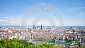 Cityscape of Lyon, in France. Time lapse.