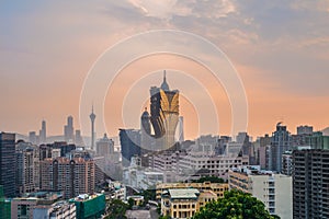 Cityscape of macao, china at dusk