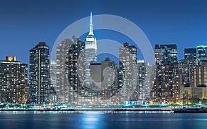 Cityscape in Manhattan at night, New York City