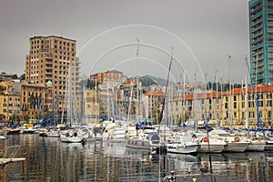 Cityscape with the marina in Savona
