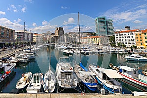 Cityscape with the marina in Savona