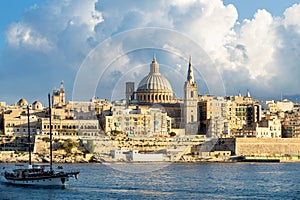 Cityscape and Marsamxett Harbour, Valletta, Malta photo