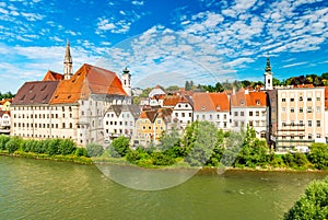 Cityscape of the medieval Austrian city of Steyr, Austria