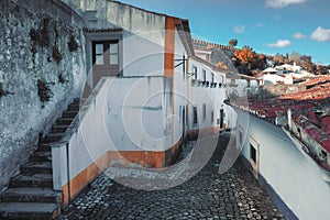 cityscape. The medieval town with narrow streets of Obidos i