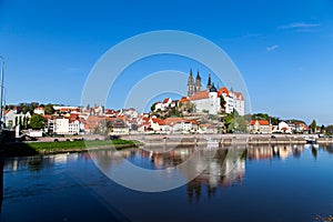 Cityscape of Meissen and river Elbe